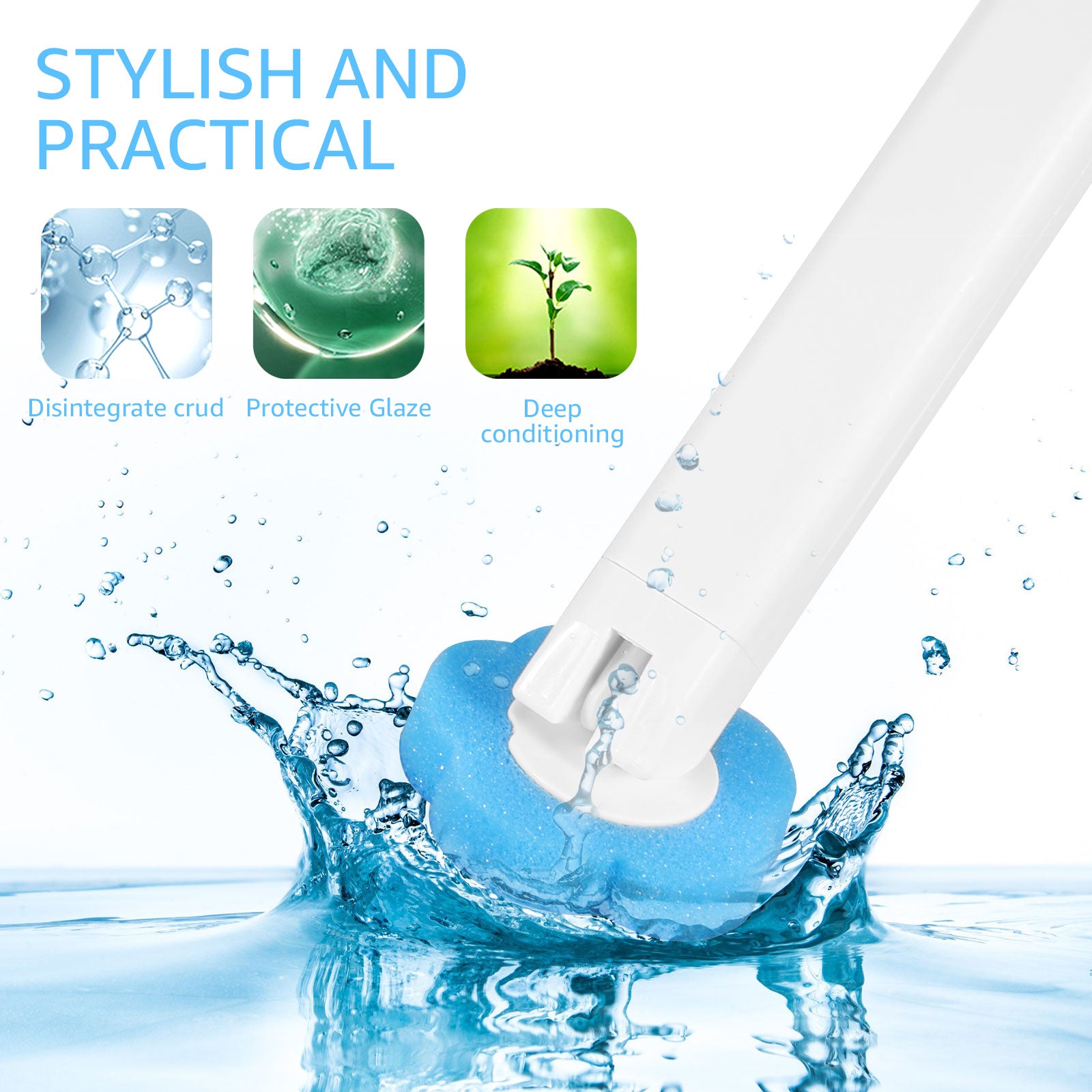 ClickClean disposable toilet brush head in water, stylish and practical