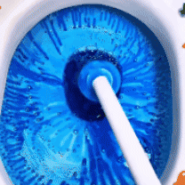 ClickClean toilet brush releasing a used cleaning head